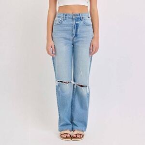 Women's Cello Super High Rise Destroyed Dad Jean - Light Denim